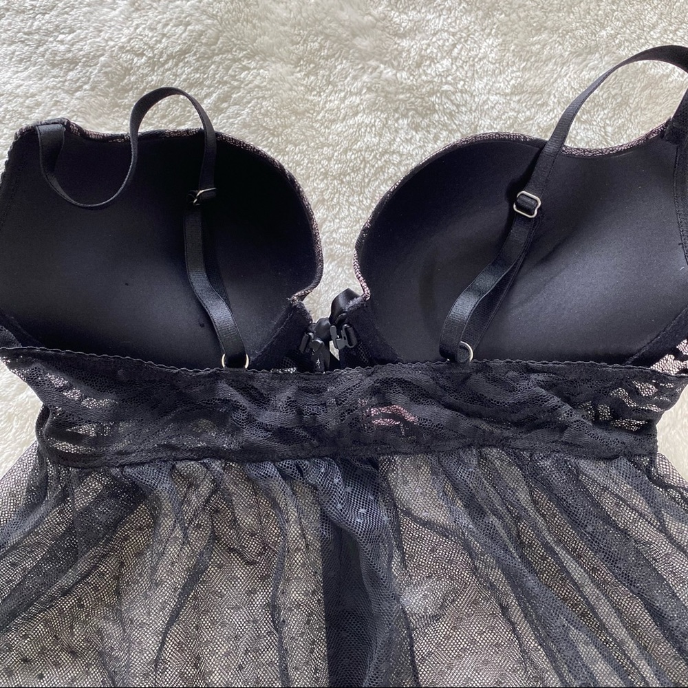 Victoria's Secret Pink and Black Mesh Babydoll Chemise - Picture 3 of 8
